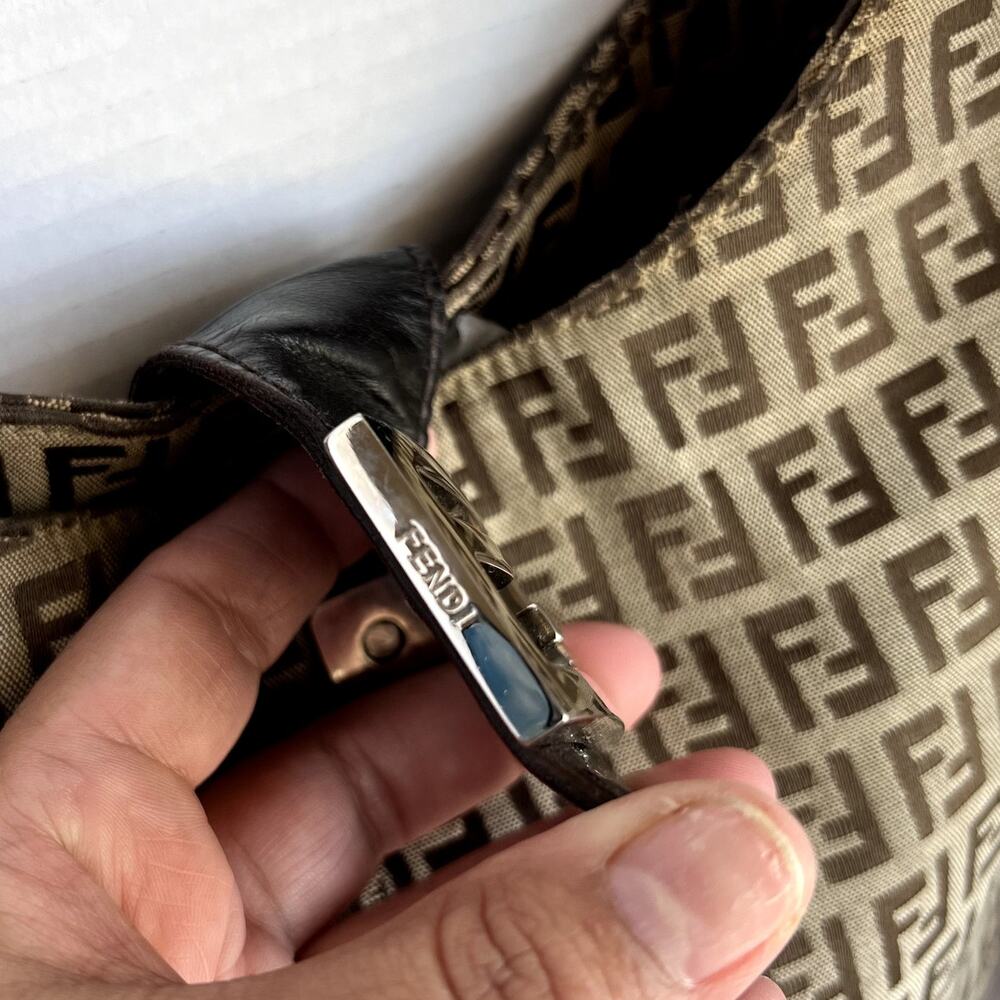 Fendi Tan and Brown Zucca Canvas Shoulder Hobo Tote Bag - Picture 5 of 15
